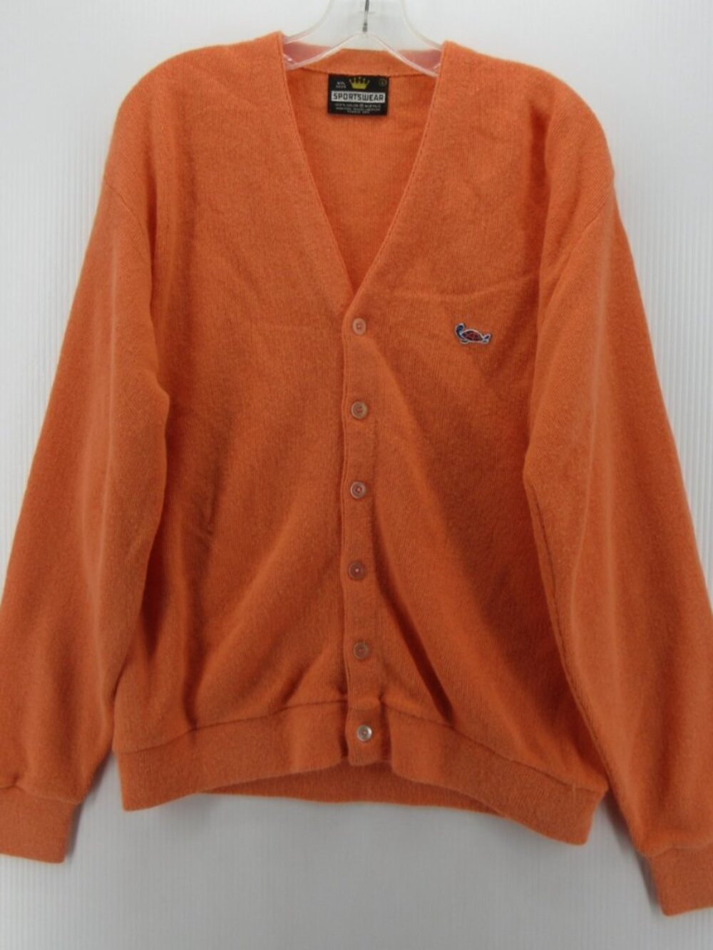 VGT Sportswear Sweater Large Orlon Cardigan Preppy Turtle Logo 70s